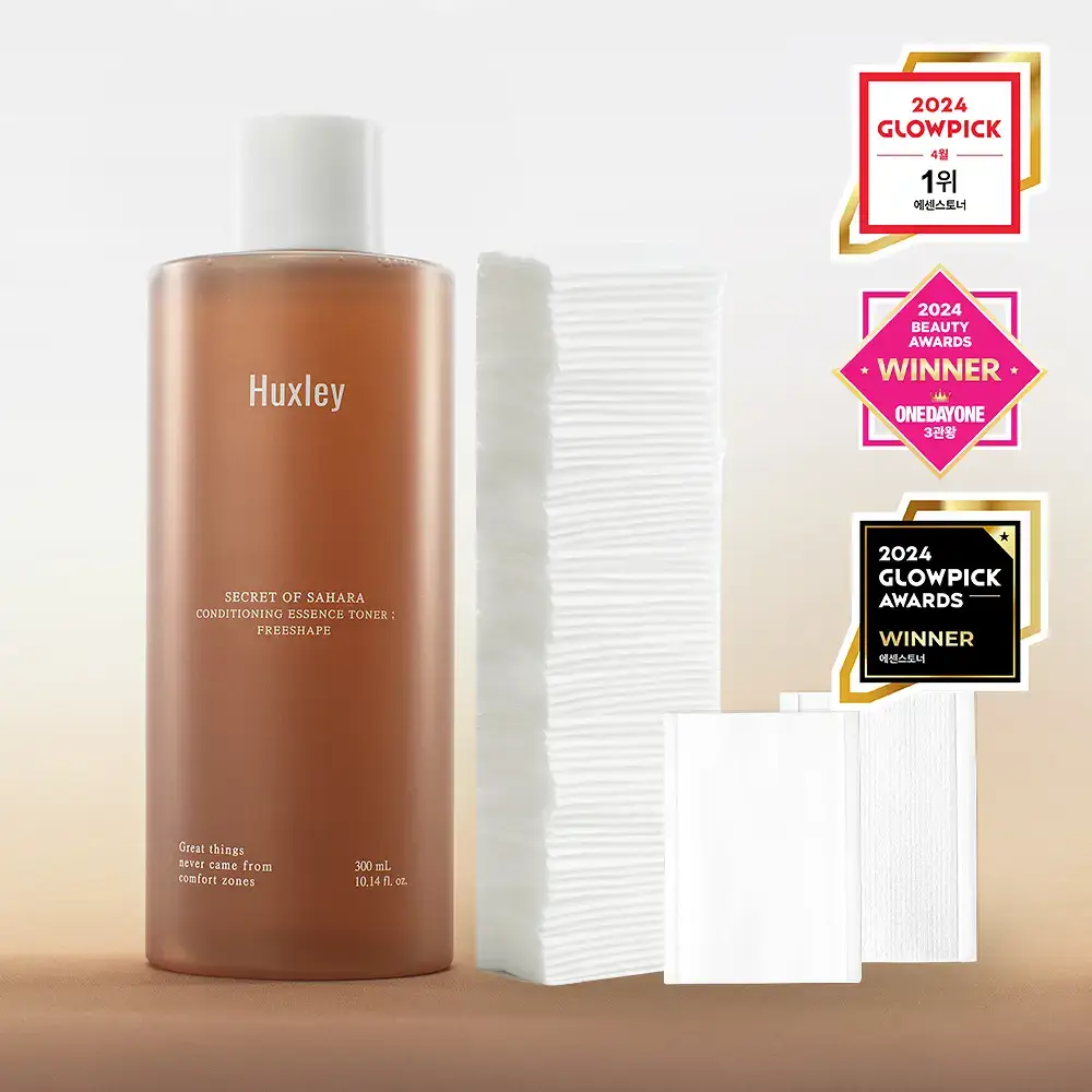 [단독기획] 헉슬리 컨디셔닝 에센스 토너 프리쉐이프 300ml 기획(+화장솜 40매)